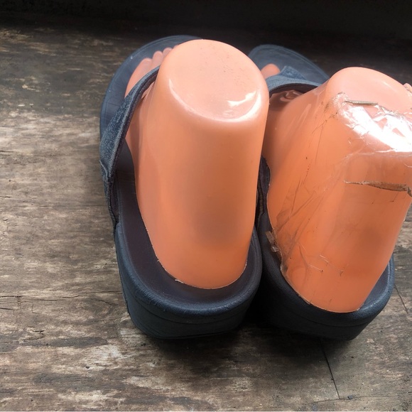 FitFlop Women's Navy Blue Leather Toe-Post Sandals Size 8 - Picture 8 of 10